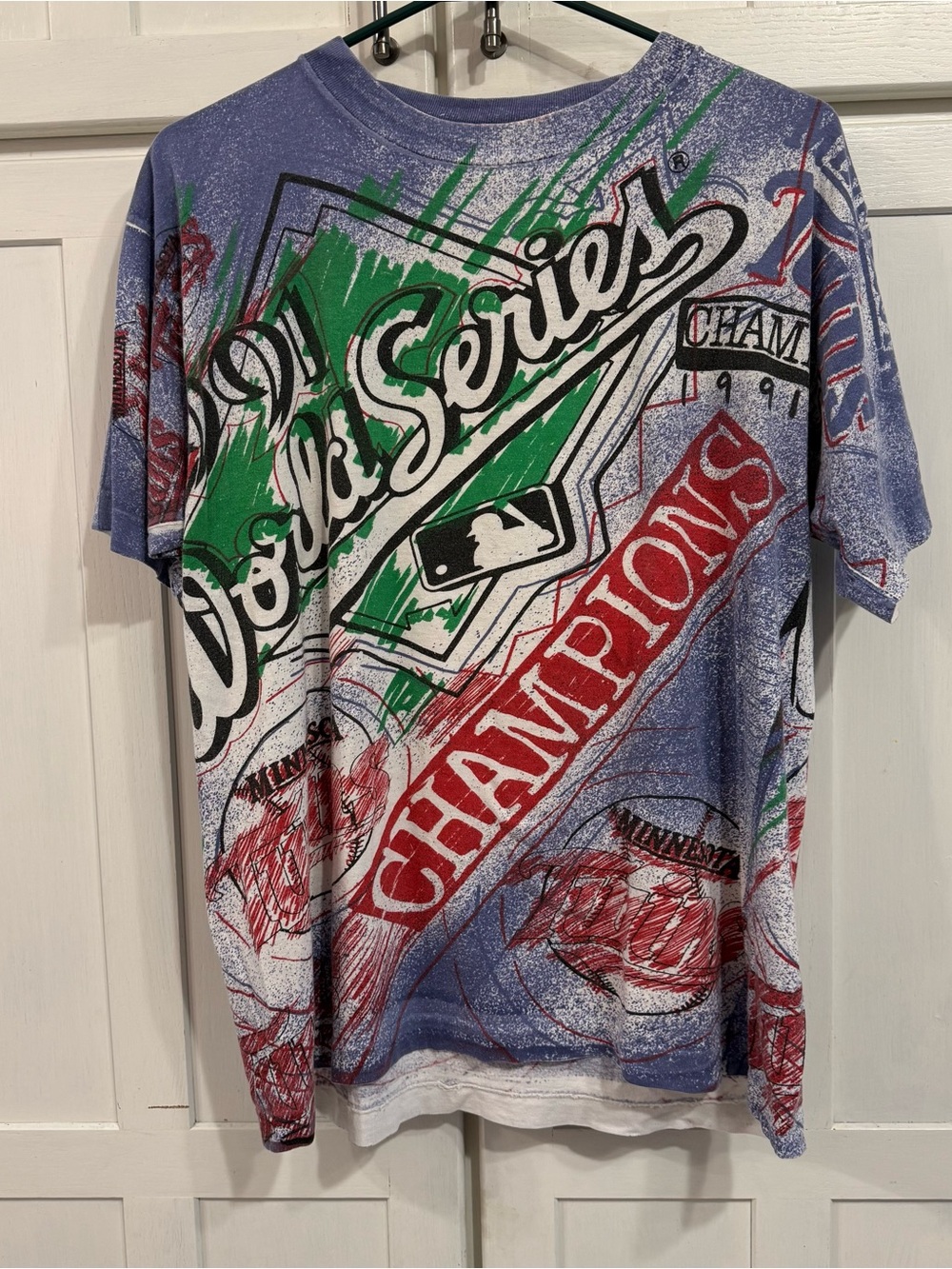 VTG Minnesota Twins MLB World Series Champions All-Over Print Shirt 1991 Medium